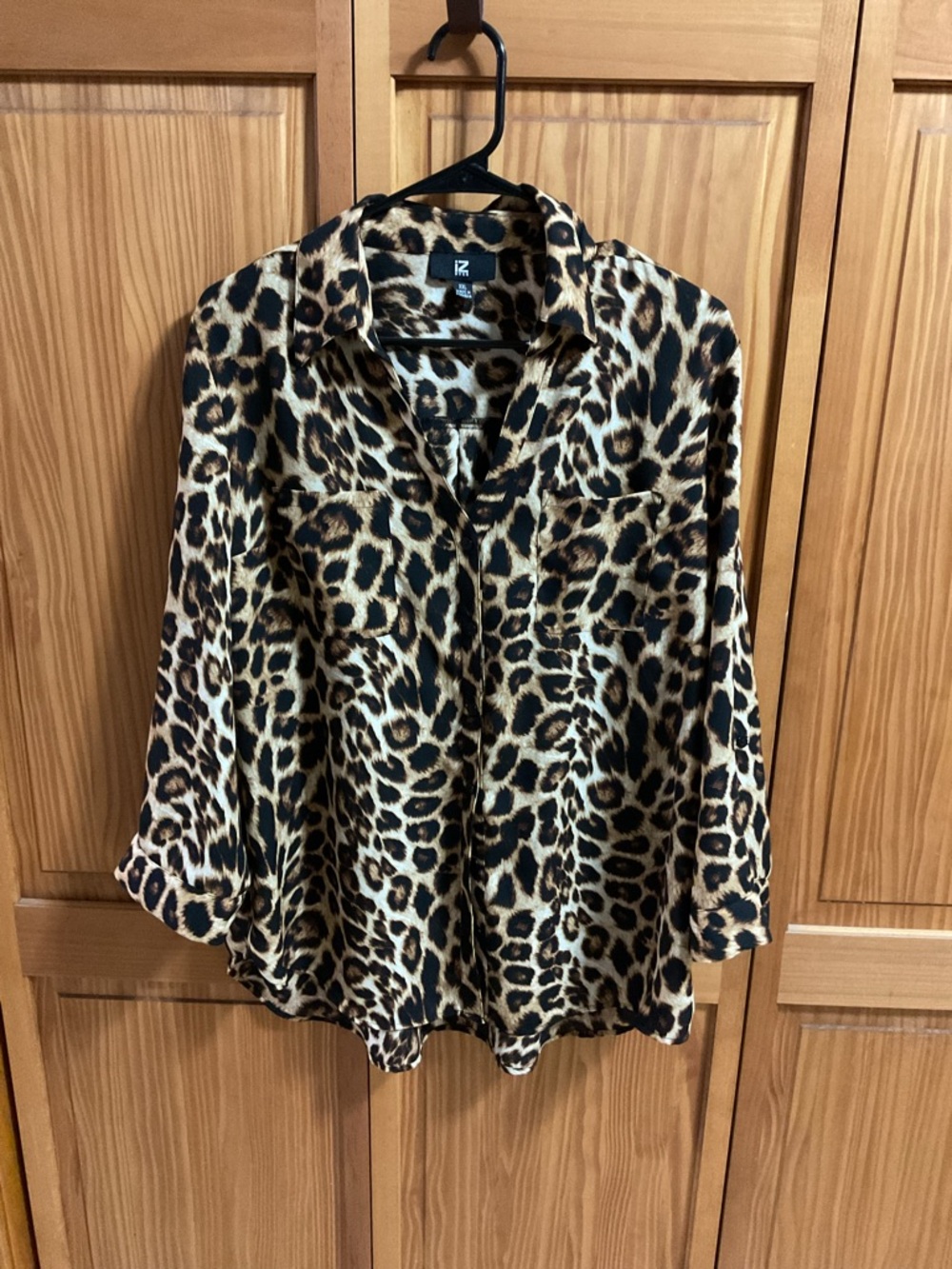Iz Beyer Animal Print Button Down Top